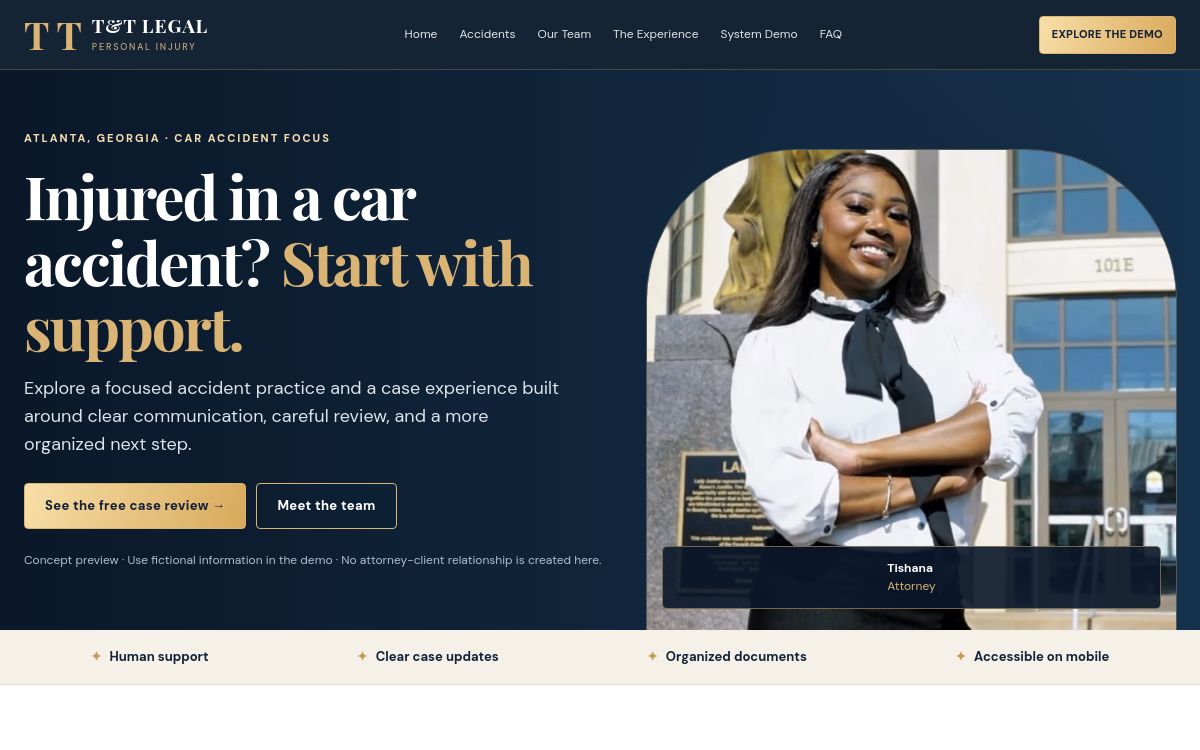 T&T Legal website screenshot